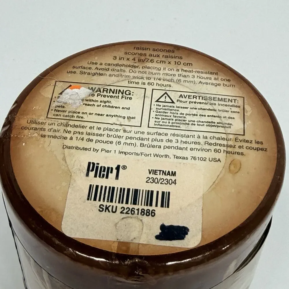 Vintage Pier 1 Imports Raisin Scones Pillar Candle 3x4